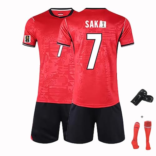 Image of Football Jersey For boys girls 2026 Home/Away Men Jersey Youth Trainshirts Jersey Football Suit Soccer Jersey Shorts Shin guards Set Fans Gift (Red-7, M)