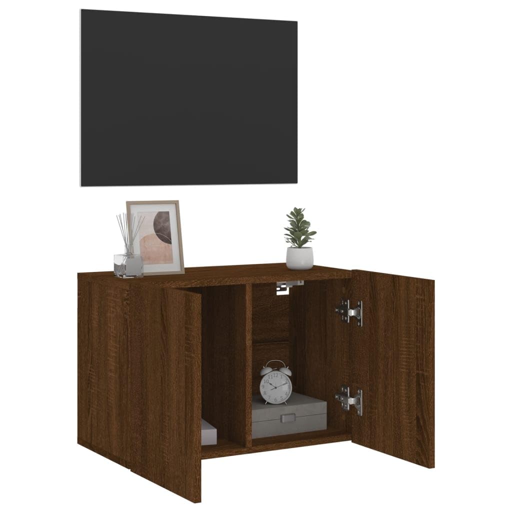 Brązowa szafka pod telewizor o wyglądzie dębu, szafka pod telewizor, do biura, gabinetu, 60 x 30 x 41 cm