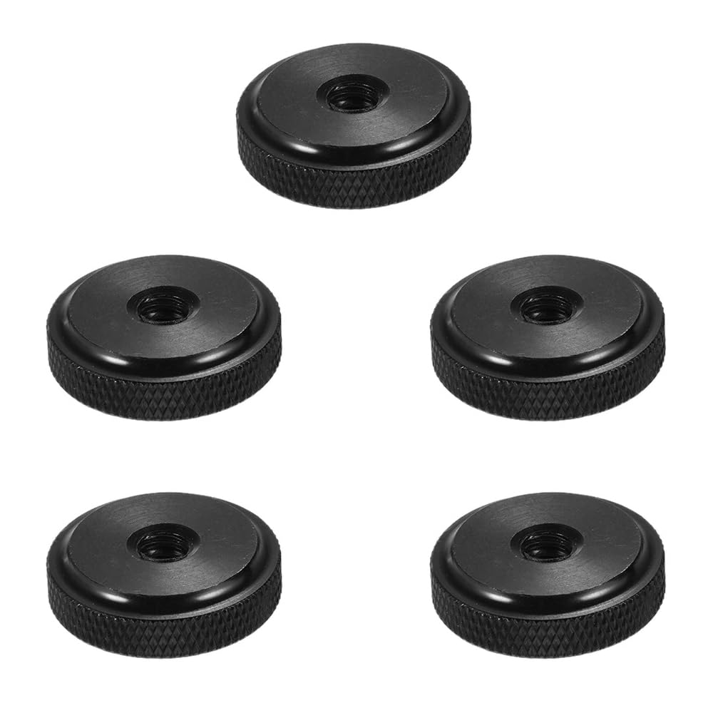 ThtRht 5 Pack Thumb Nuts 1/4-20 Female Screw Knob Knurled Wheel Lock Nut Mount Adapter Spacer for 1/4 inch Hot Shoe Flash Stand Tripod Camera Rig DSLR