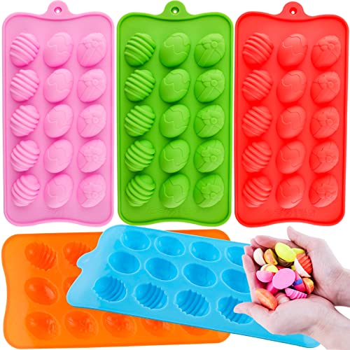 Easter Egg Silicone Mold Egg Molds for Chocolate 5 Packs Egg Shaped Mold Baking Pan for Easter Party Hot Chocolate Bombs Fondant Candy Jelly Dome Mousse Cake Topper Making