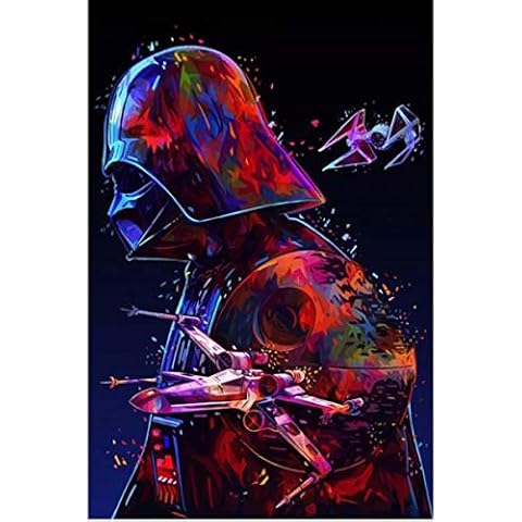 Leezeshaw 5D DIY Diamond Painting by Number Kits Star Wars,Full Drill Painting Rhinestone Embroidery Picture Art Craft for Home Decor - Darth Vader Cover