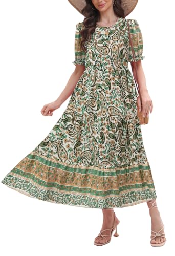 Image of Women's Maxi Dress Casual Loose Fit Tiered A-Line Flowy Summer Dress with Pockets