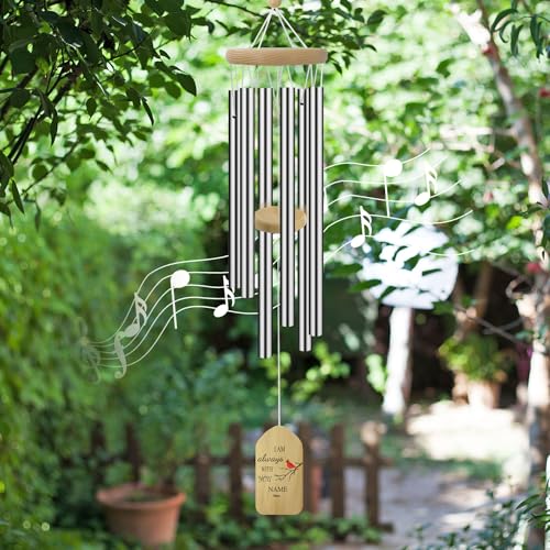 Image of Personalized WindChimes Outdoor Deep Tone,Large Customized Memorial Wind Chimes for Loss of Loved One Engrave Tree of Life,Sympathy Wind Chimes Outside, Gifts for Mother,Garden Home Yard Hanging Decor