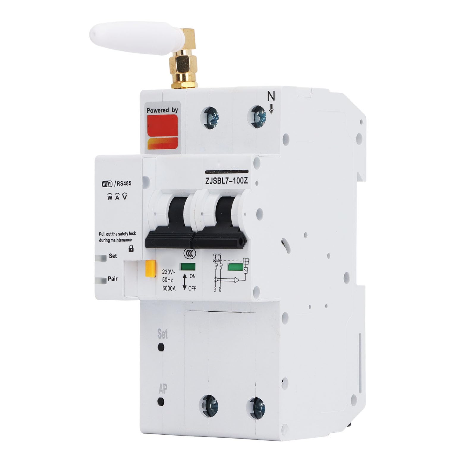 Disjoncteur Miniature WiFi Intelligent Ignifuge 80A pour Télécommande AC230V, Combinaison pour la Maison