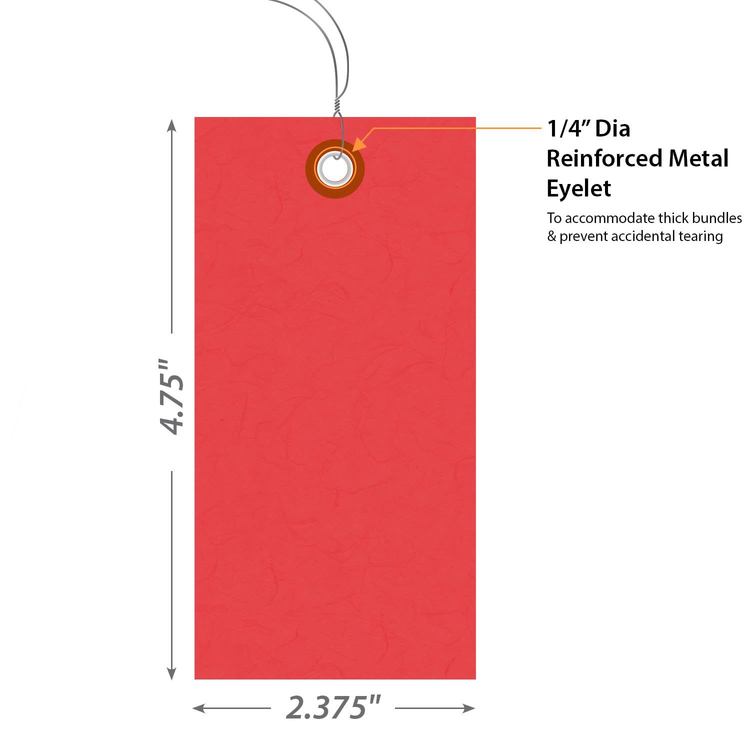SmartSign Étiquettes d'expédition vierges rouges avec fil | 10,2 cm x 6,5 cm Tyvek, lot de 1000