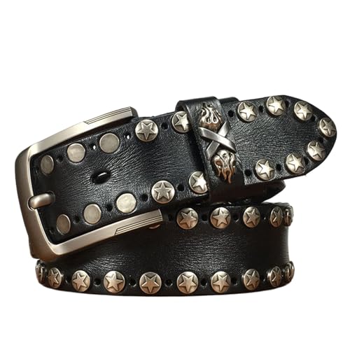 Ceinture cuir cloutée homme pour look décontracté et rock en jean