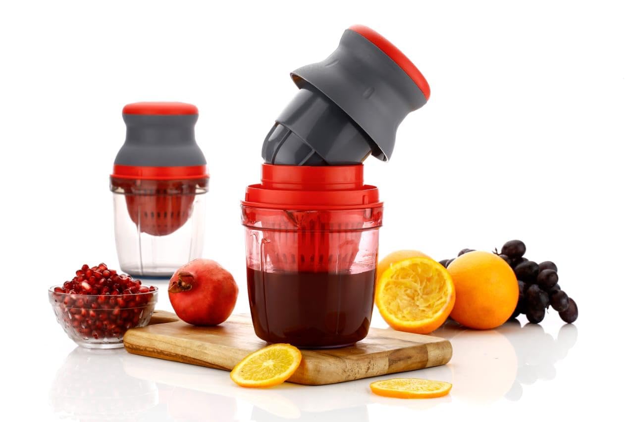 E-COSMOS® Manual Citrus Juicer for Fruits, Vegetables - Portable, Compact Design, Food Grade ABS Materia l,Hand Squeezer Juicer (Black)