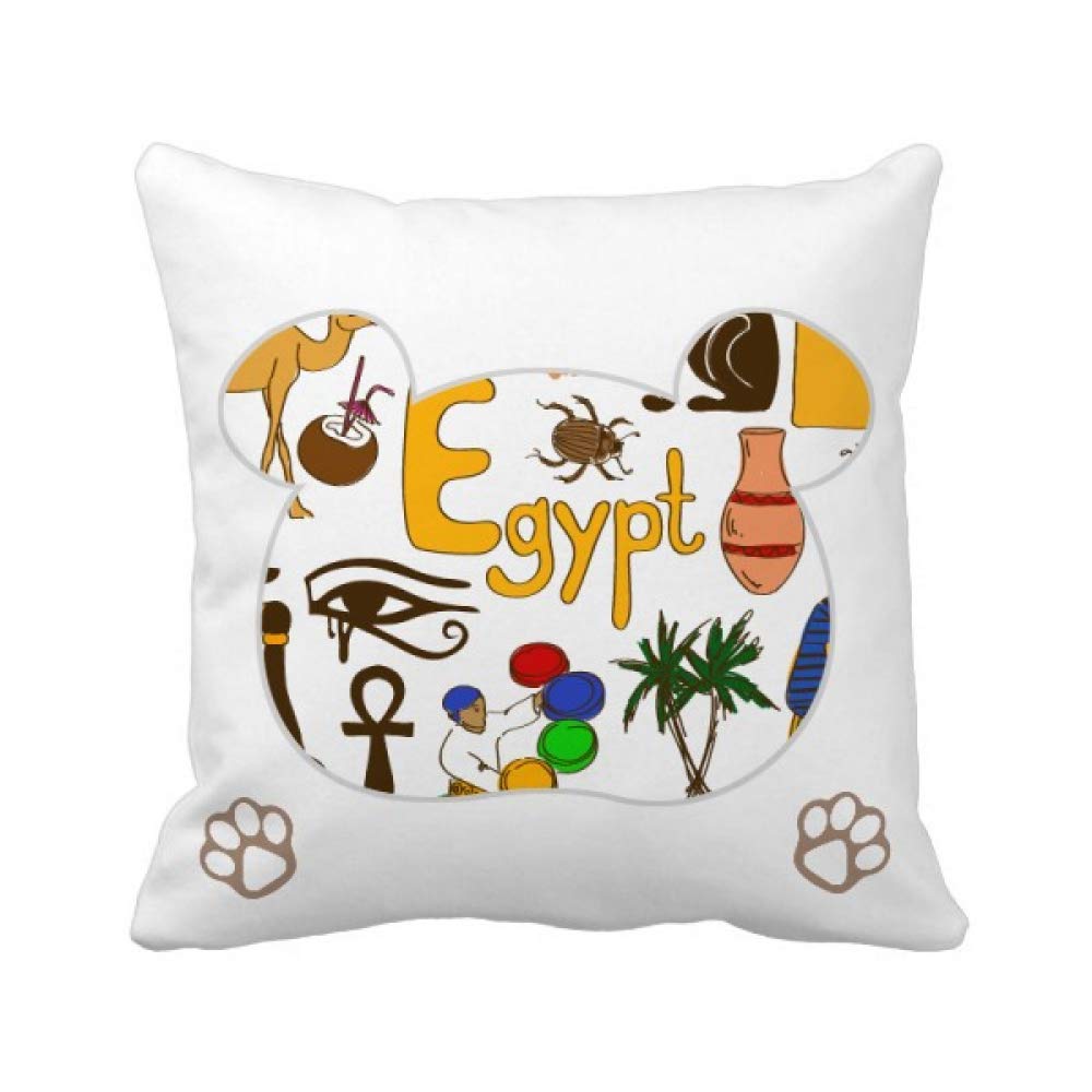 Housse de coussin carrée avec motif d'ours drapeau égyptien lit et canapé