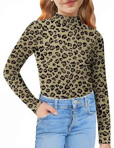 Image of Arshiner Girls Long Sleeve Mock Turtleneck Shirts Slim Fit Base Layer Top