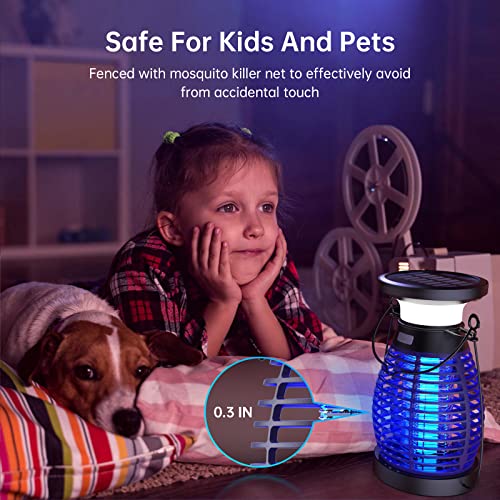 Solar Bug Zapper, 3-In-1 Mosquito Zapper For Indoor Outdoor, 4200V High Powered Uv Mosquito Fly Zapper, Waterproof Rechargeable Fly Zapper Trap For Camping, Patio, Home, Kitchen(Purple) #TOP5