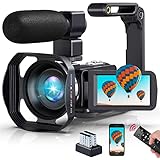 DNNAL Videokamera 4K 60FPS 48MP 18X Camcorder 3,0'' HD Touchscreen für YouTube IR Nachtsicht Vlogging Kamera mit Batterien und Fernbedienung