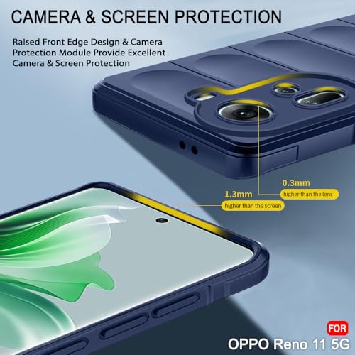 Image of TheGiftKart Liquid Silicon Back Cover Case for Oppo Reno 11 5G | Shockproof Military Grade Protection | Micro-Fibre Cloth On Inner Side | Built-in Anti-Slip Grip for Back Case Oppo Reno 11 (TPU, Blue)