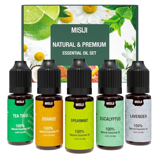 MISIJI Set de Aceites Esenciales para Difusor para el Hogar,Lavanda,Menta,Árbol del Té,Eucalipto,Naranja,Humidificadores 5x10ML