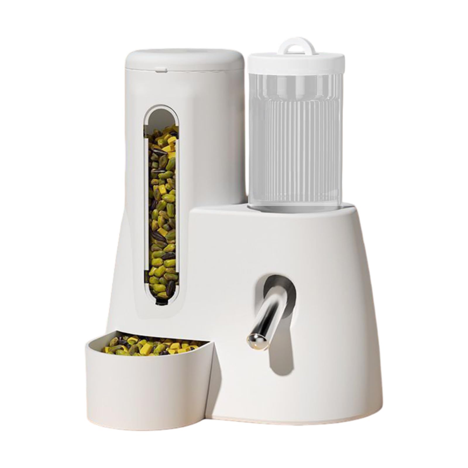2-in-1 Feeder Water Dispenser for Rabbits, Pigs, Hedgehogs & Hamsters, Large Automatic Feeder for Cages, Suitable for Ferrets, Guinea Pigs and Small Rodents, Practical (White, One Size)