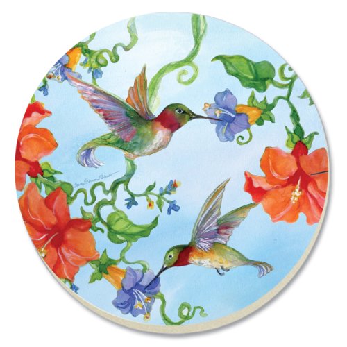 Hummingbirds w/Orange Coasters Set of 4