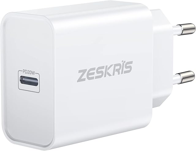 ładowarka USB C 20 W, ZESKRIS zasilacz sieciowy USB C PD 3.0, wtyczka do ładowania i QC 3.0 USB C Power Adapter ładowarka ścienna do telefonu iPhone 14/14 Plus/14 Pro/14 Pro Max/13 Pro Max/i Pad