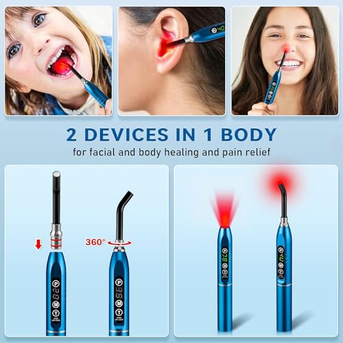 Image of Viconor Red Light Therapy Cold Sores Treatment&Fever Blister,Canker Sore Mouth Sore Relief, Nose Ear Knee Hands Joint Muscle,Handheld Infrared Red Light Therapy Device for Body Face(Blue)