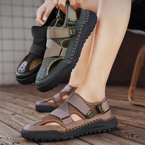 Men'S Mesh Hooked Strappy Platform fisherman Sandals With Adjustable Straps Summer Lightweight Breathable Closed Toe Athletic Sport Sandals For Walking Casual Hiking Sandals4