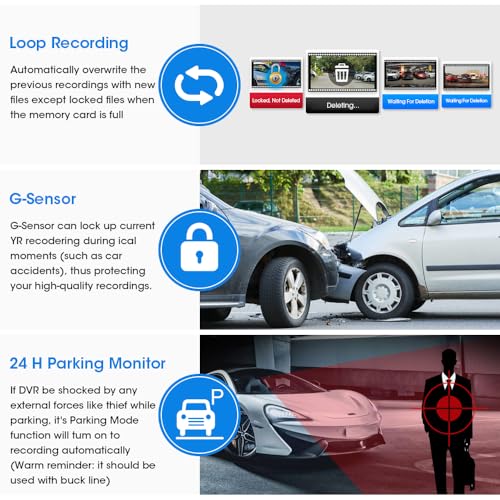 Jansite Spiegel Dashcam mit Rückfahrkamera 10'' Touch Screen FHD 1080P Autokamera Rückfahrkamera...