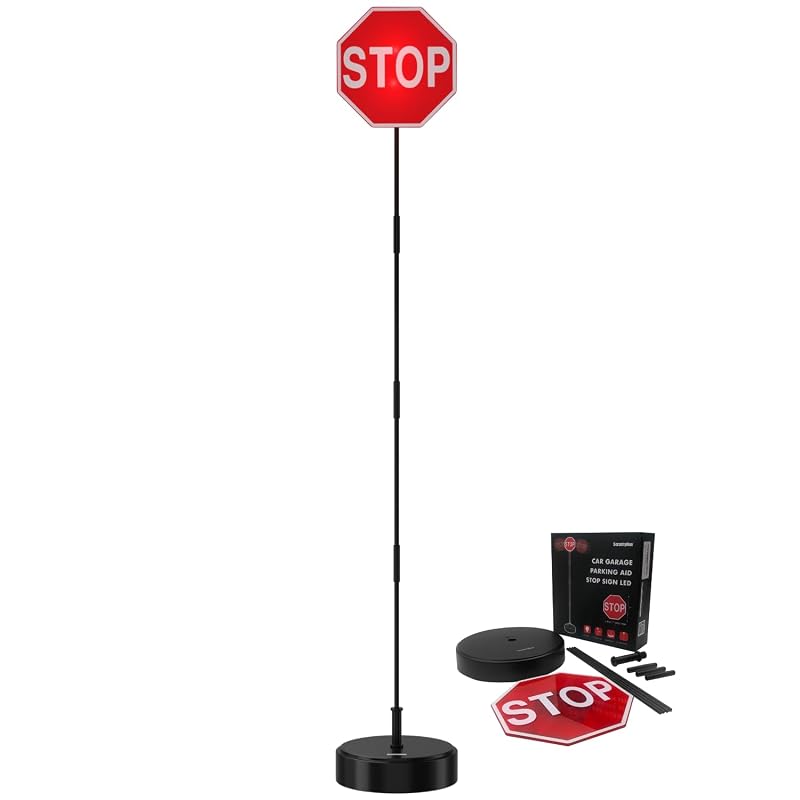 Dispositivo para Estacionamento em Garagem SECURITYMAN com Placa LED de Pare, Altura Ajustável e Base Reforçada