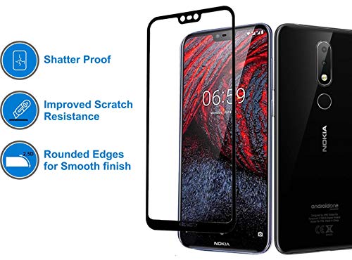 Image of Gorilion | For Nokia 6.1 Plus | Tempered Glass protector Full Glue Edge to Edge Fit 9H Hardness Anti-Scratch Crystal Clarity Screen Guard for Nokia 6.1 Plus - Black