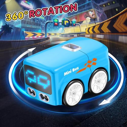 Image of Magic Mini RC Bus, 2.4GHz Inductive Line Following Vehicle with Gesture Control, Interactive Smart Toy Featuring Follow and Escape Modes, Educational Electronic Play (Blue RC car)