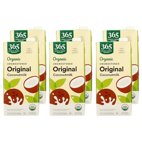 365 by Whole Foods Market Organic Coconut Milk, Original | Unsweetened | 32 Fl Oz | Pack of 6