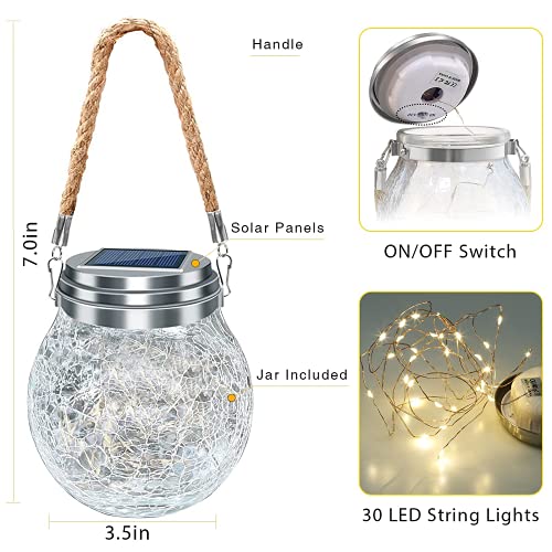 Image of ROSHWEY Solar Lantern, 2 Pack Garden Decor Lights Waterproof Outdoor Lanterns with 30 LED Solar Lights Patio Hanging Lights for Backyard Fence Pathway Porch Decorative, Warm White
