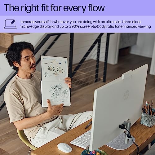 Image of HP 27 inch All-in-One Desktop PC, FHD Display, 13th Gen Intel Core i7-1355U, 16 GB RAM, 512 GB SSD, Intel UHD Graphics, Windows 11 Home, 27-cr0080 (2023)