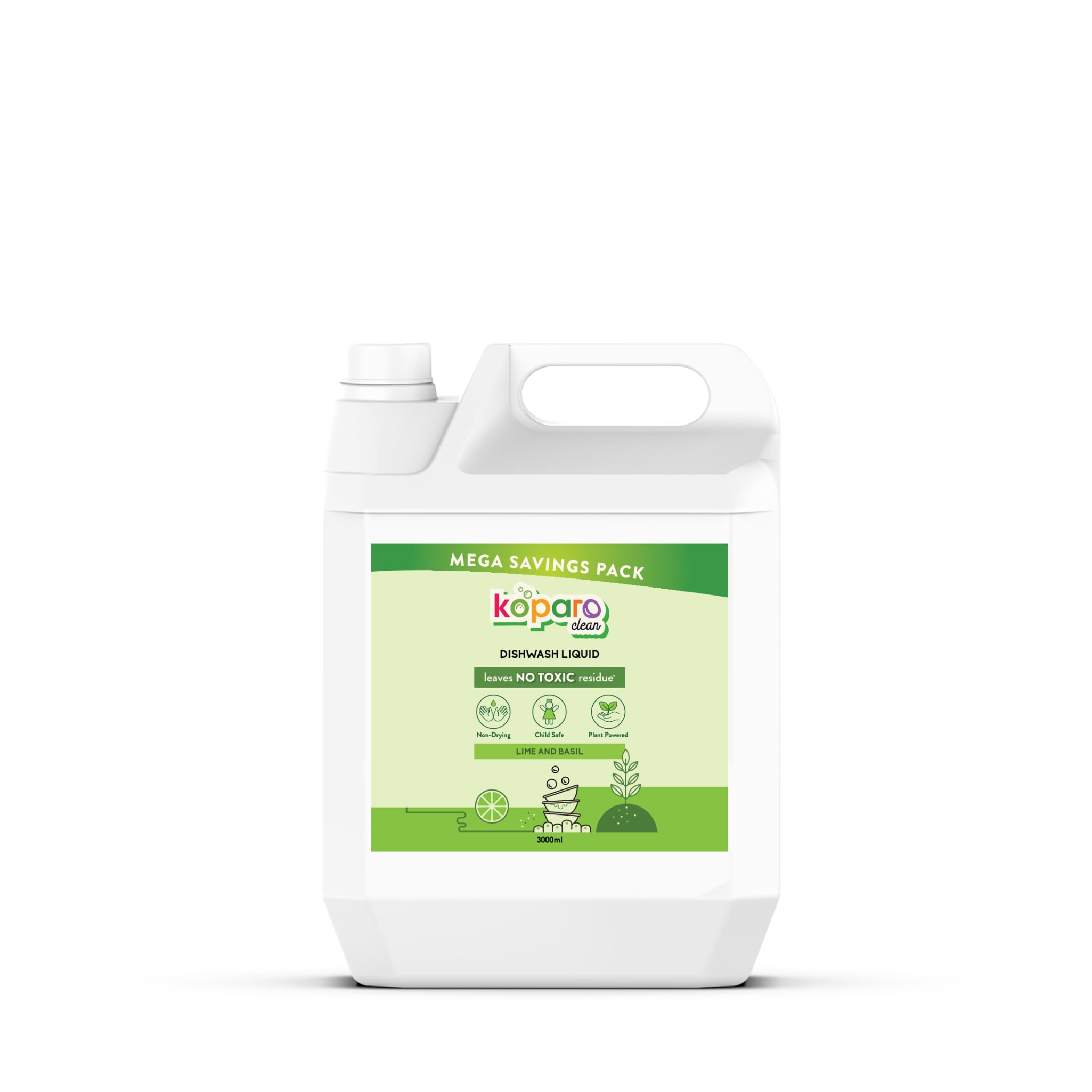 Koparo Organic Dishwash Liquid | 3 Litres | Lime And Basil Fragrance | Natural, Plant Based & Eco-Friendly | Removes Tough Grease, Soft on Hands | Baby & Pet Safe (B0CZTTRV29) Amazon Price History, Amazon Price Tracker