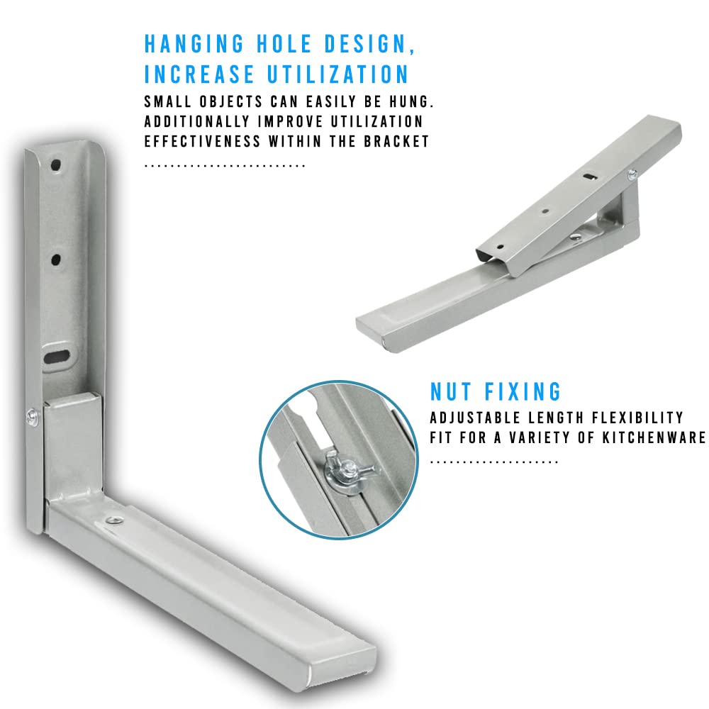 Invero Universal-Wandhalterung für Mikrowelle, ausziehbar, strapazierfähig, verstellbar, an der Wand montiert, mit Befestigung und Beschlägen, ideal für Küchen, Wohnungen und mehr, max. Gewicht 45 kg