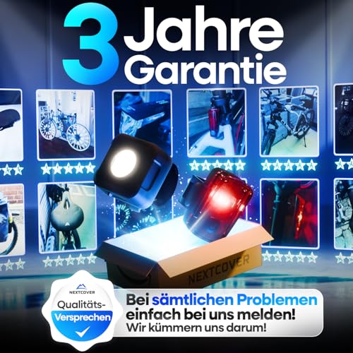 NEXTCOVER® Fahrradlicht Set mit [VisionOne] LED Set I USB-C aufladbar & wasserdicht I StVZO zugelassen I Fahrrad Licht vorne I Fahrradlampe & Fahrrad Rücklicht, Fahrradbeleuchtung Akku, Licht Fahrrad