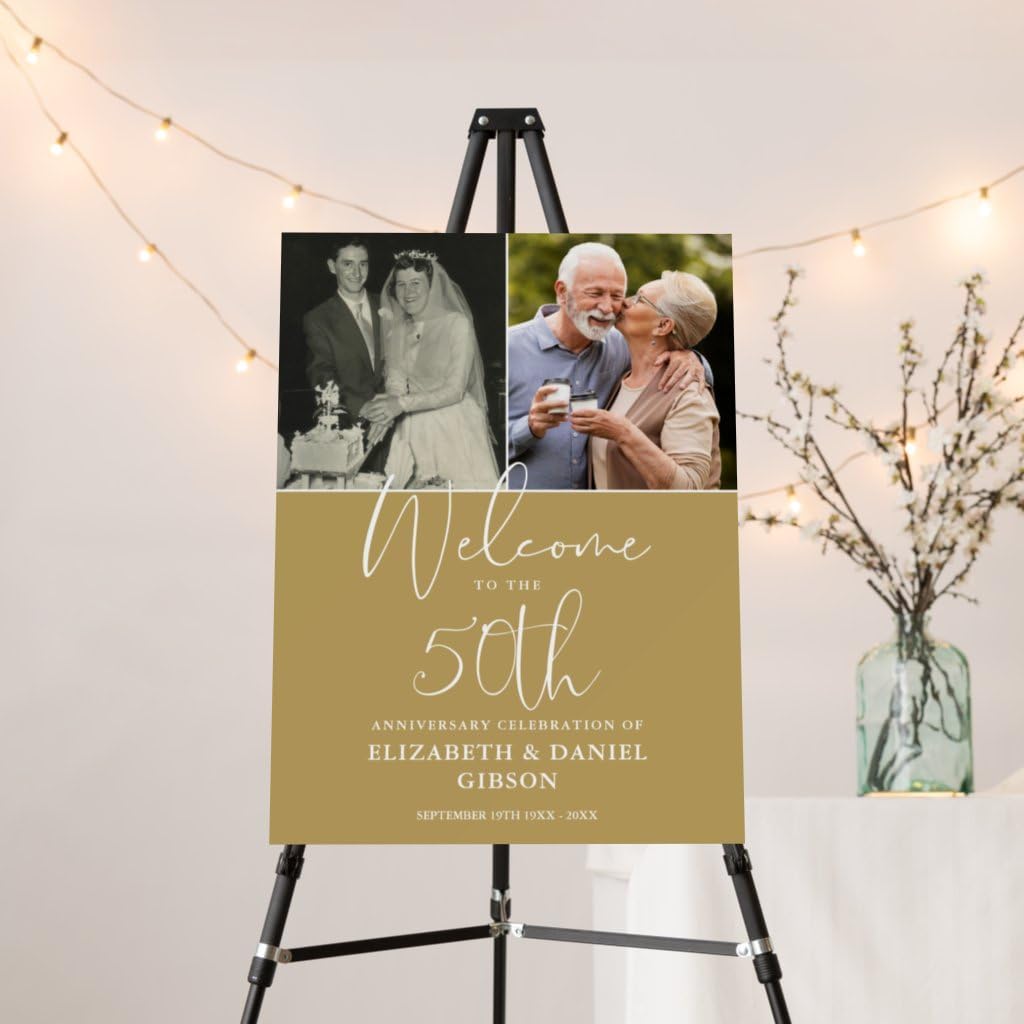 Personalized Wedding Welcome Sign - 50th Anniversary Photo Sign, Customizable
