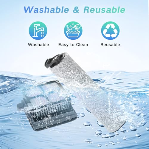 Image of Roller Brush and Filters Replacement Parts for Tineco Floor One S5 Steam /IFloor 5 Steam Cordless Wet Dry Vacuum Cleaner- 2 Roller Brushes + 4 HEPA Filters + 1 Cleaning Brush (7 Pcs)