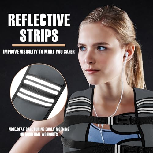 Image of NATURELUX Weighted Vest Men or Women - 5 /10 /15 /20 /25 /30lbs Weights with Reflective Stripe, Weighted Vest for Workout Equipment for Strength Training Running - Walking Weight Loss