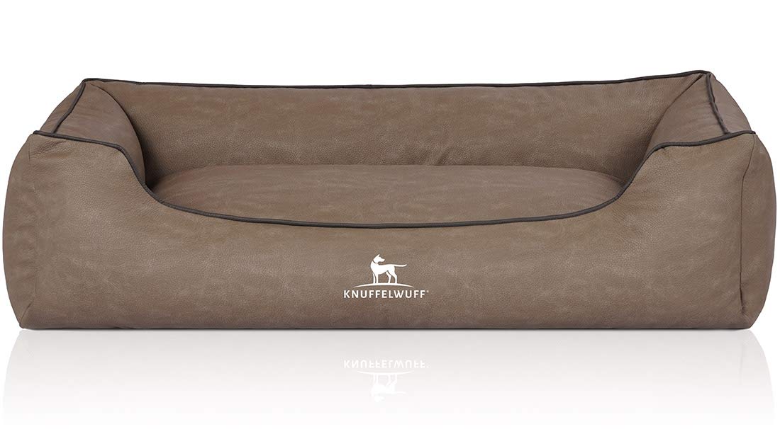 Knuffelwuff Hundebett Scottsdale aus Kunstleder XL 105 x 75cm Stone