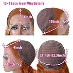 13X4 Dark Ginger Lace Front Wigs Human Hair Body Wave Orange Ginger Brown Brazilian HD Lace Front Human Hair Wigs Glueless 150% Density Pre Plucked Natural Hairline (18 inch, Copper Brown Color) - Image 5