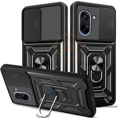 Image of Armor Bumper Back Cover Case for OnePlus Nord CE 5 5G Rotating Camera Cover, Ring Holder & Kickstand | Heavy Duty & 360 Degree Protection OnePlus Nord CE 5 5G Back Cover (Black)