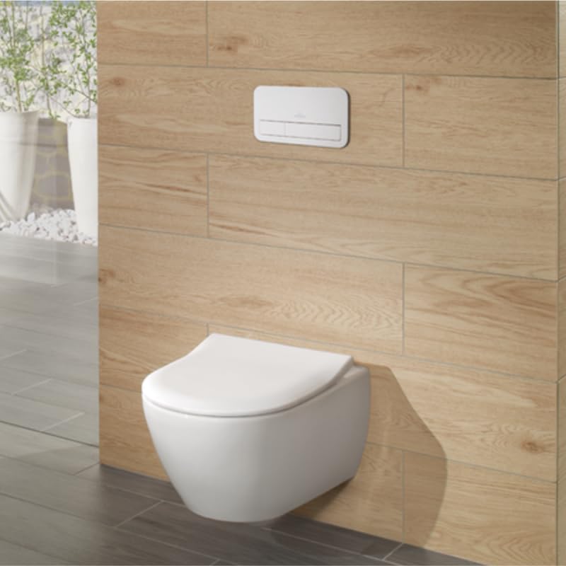 Pack WC sans Bride VILLEROY ET BOCH Subway 2.0 avec abattant Frein de Chute + bâti Viconnect Pro + Plaque Noir Mat