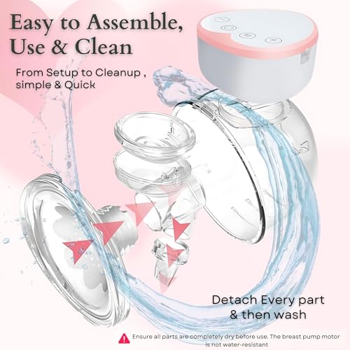 Image of MISK Wearable Electric Breast Pump For Feeding Mothers, 4 Modes & 12 Levels, Automatic & Digital Screen, Rechargeable 1200 mAh battery, 210 ML Milk cup, Compact Portable & Skin friendly BPA Free