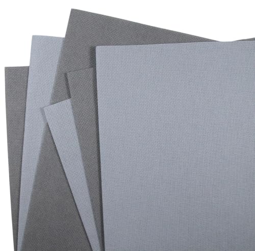 Image of KCS 4 /6 pc of 12 inch x 18 inch(30cmx45cm) 18 Count Cotton Aida Cloth Cross Stitch Fabric (6 pc,Light Grey+Medium Grey)