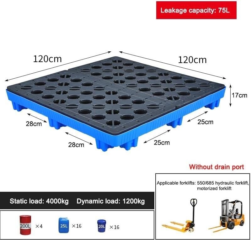 Pallet per fusti di petrolio, pallet industriale ckable per olio/vernice, con piattaforma di trasporto modulare rimovibile, per Ga Sto, 120 x 120 x 17 cm