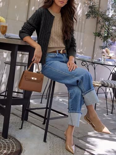 Image of Ezbelle Women's Long Sleeve Open Front Cropped Lightweight Cardigan Sweater Button Down Shirt 2026 Fall Tops