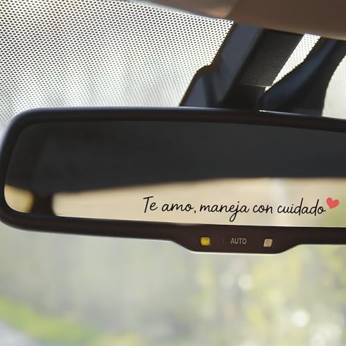 Image of Miarita 3X I Love You Drive Safe Mirror Sticker, Te Amo Maneja Con Cuidado Sticker, Cute Car Stickers for Womens, Car Decals for Women, Rear View Mirror Sticker, Lovely Gifts for Her Him