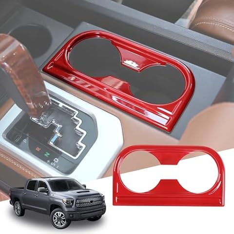 METYOUCAR ABS Plastic Front Seat Central Armrest Cup Holder Cup Trim Decor Sticker for Toyota Tundra 2014-2021 (Red) Cover