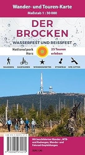 Der Brocken: Wasser-und reißfeste Wander- und Touren-Karte: Wasser-und reißfeste Wander- und Mountainbike-Karte