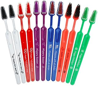 Tess Oral Fresh Holiday Toothbrush Multi Pack for Adults - Festive Seasonal Designs - Soft Bristles for Effective Cleaning - Family-Size Bundle for a Bright and Healthy Smile (12 Individually Wrapped)