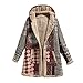 Darringls Fleecemantel Damen Übergangsjacke Langmäntel Lässig Drucken Trenchcoats Große Größen Kapuzenjacke Teddy Fleecejacke Herbstjacke Steppmantel