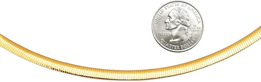 Solid 14k Yellow Gold & Silver Rhodium Finish Ladies 5mm Reversible Omega Chain Necklace 16" 18" 20"