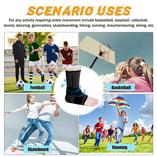 Image of Tarpop 1 Pair Ankle Brace for Kids Compression Ankle Sleeves Adjustable Foot Support Brace Elastic Guard for Children Boys Girls Sports Running Jogging Dance Fitness Gymnastics(Black,X-Small)